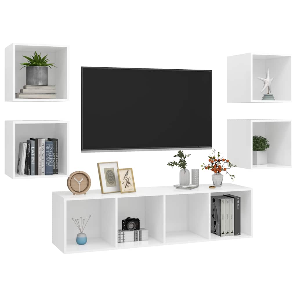 5-tlg. TV-Schrank-Set Grau Holzwerkstoff