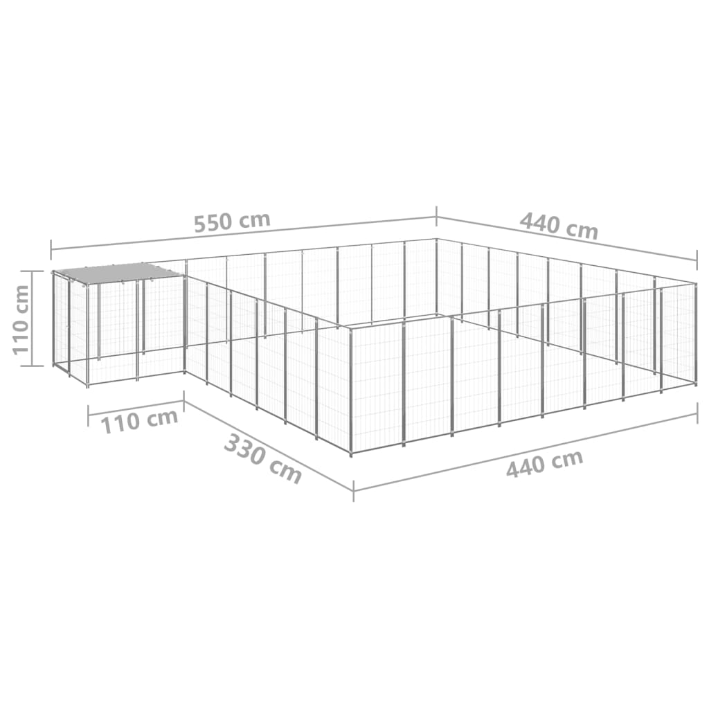 Hundezwinger Schwarz 6,05 m² Stahl