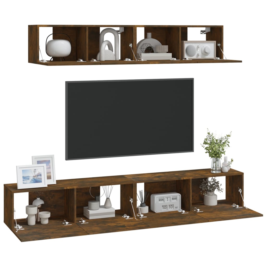 4-tlg. TV-Schrank-Set Weiß Holzwerkstoff