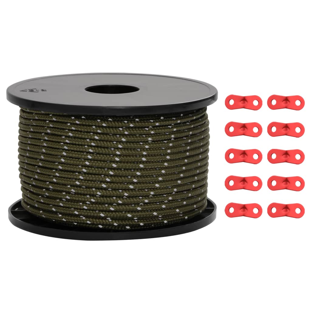 Zeltleine Reflektierend mit Seilspannern 50 m 3 mm