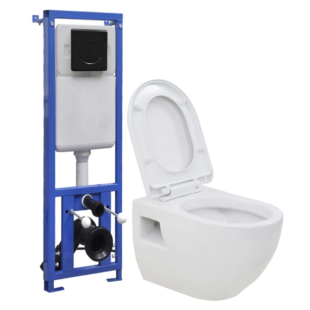 Hänge-Toilette mit Einbau-Spülkasten Keramik Weiß