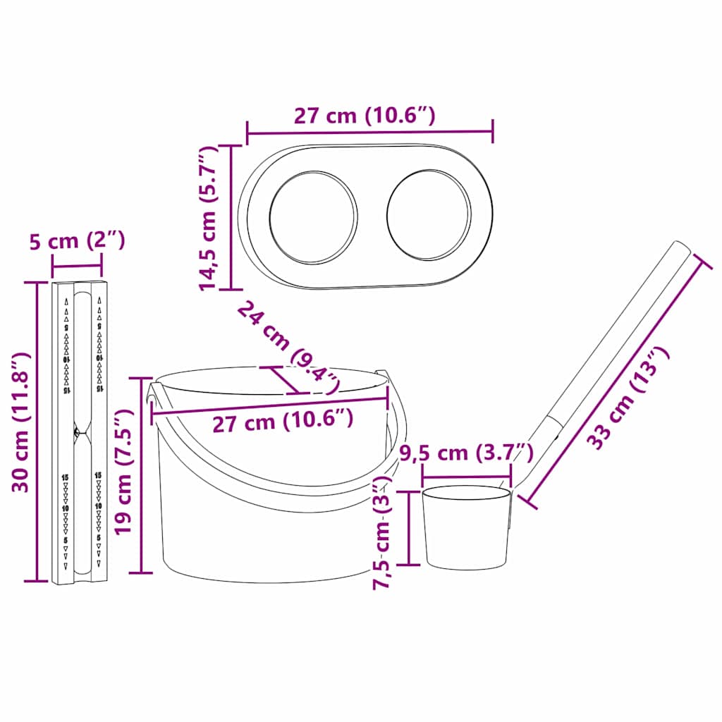 Sauna Zubehör Set 2 pcs Schwarz