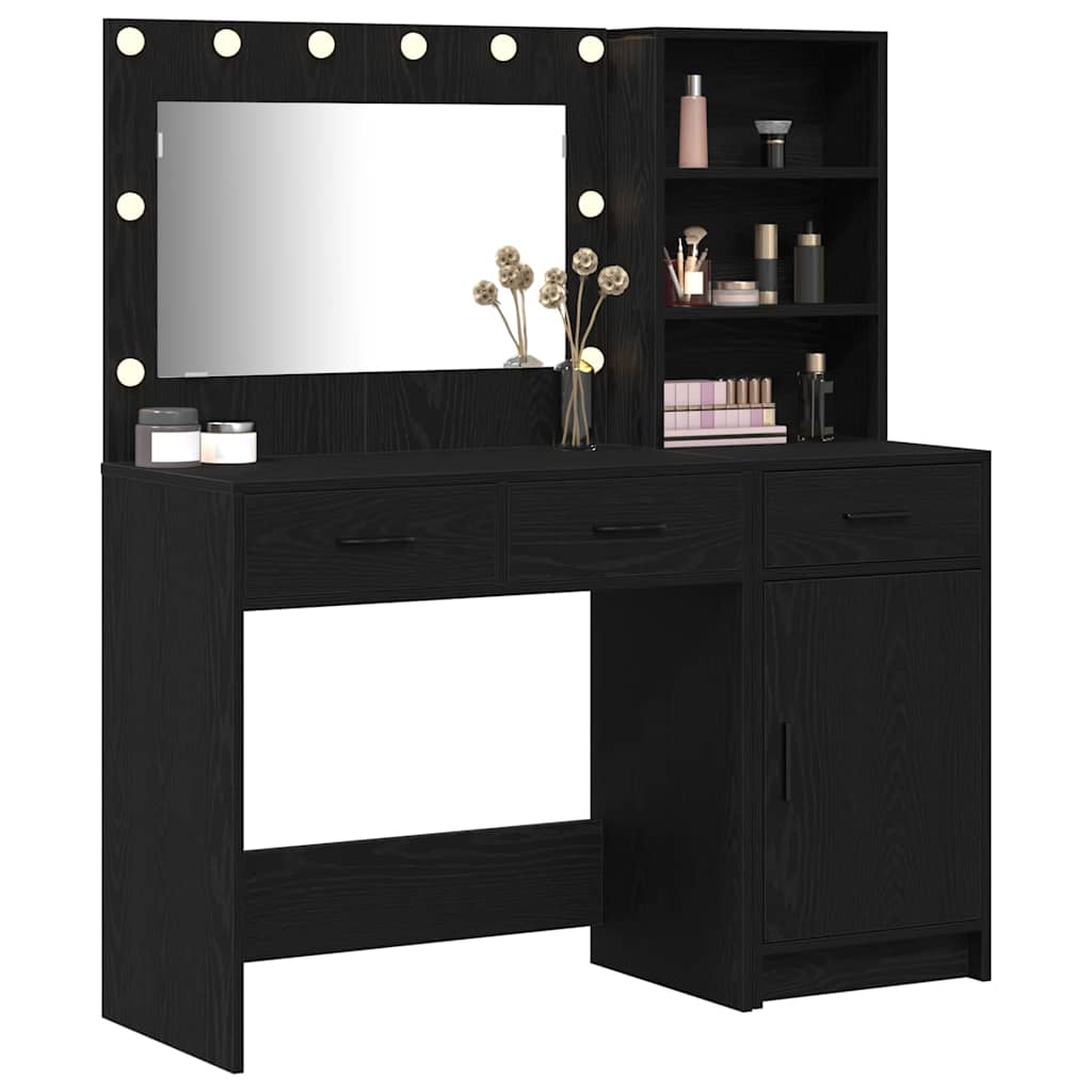 Schminktisch mit Spiegelbeleuchtung 2 pcs Weiß Holzwerkstoff
