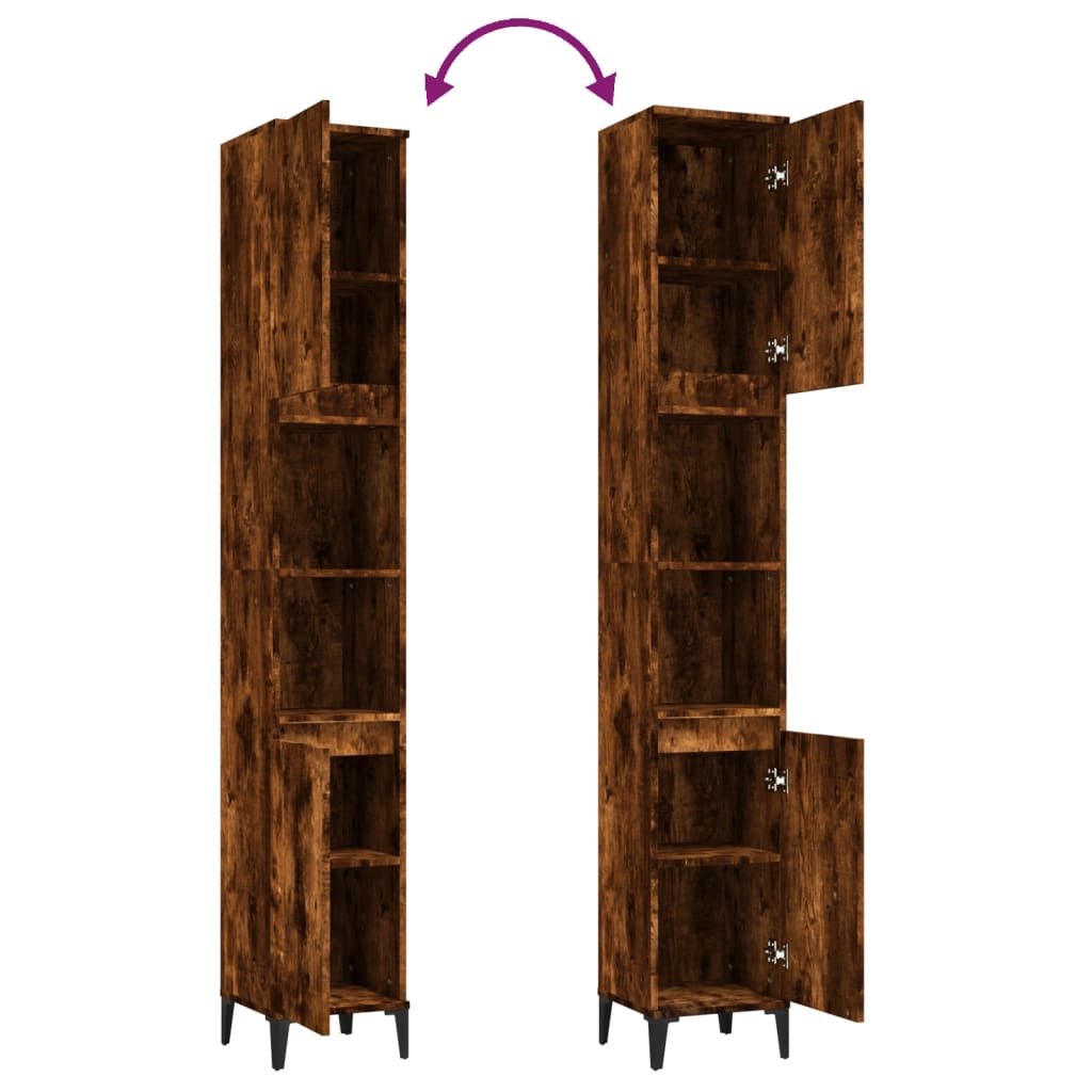 Badschrank Weiß 30x30x190 cm Holzwerkstoff