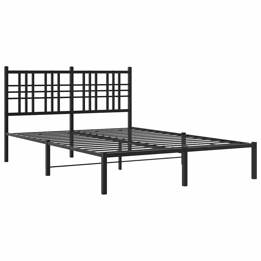 Bettgestell mit Kopf- und Fußteil Metall Schwarz 90x200 cm