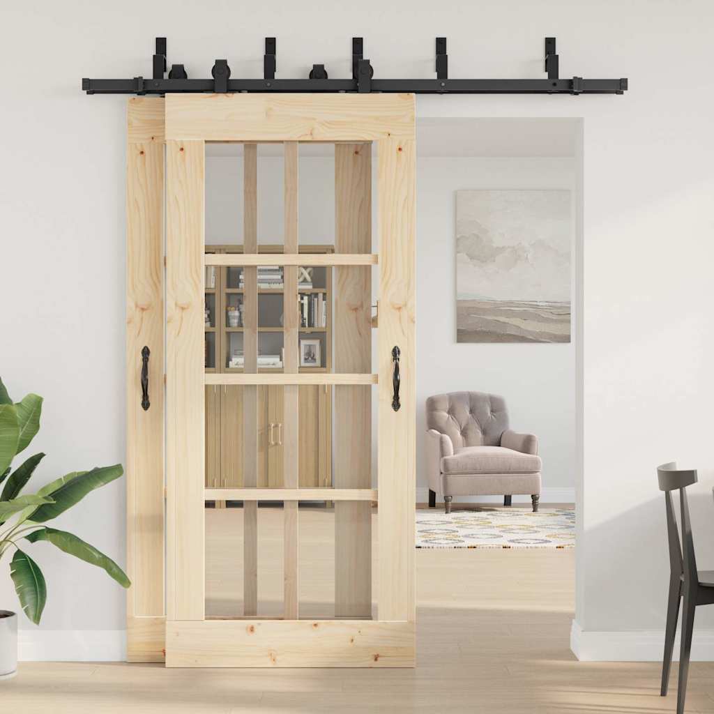Schiebetürbeschlag-Set 183 cm Stahl Schwarz