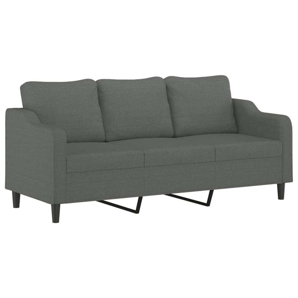 3-Sitzer-Sofa mit Hocker Braun 180 cm Stoff