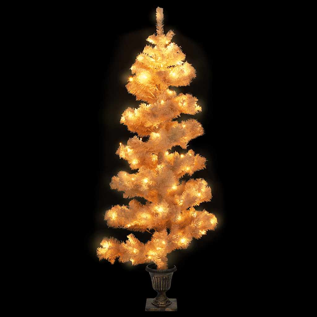 Spiral-Weihnachtsbaum mit Beleuchtung und Ständer Weiß 180 cm