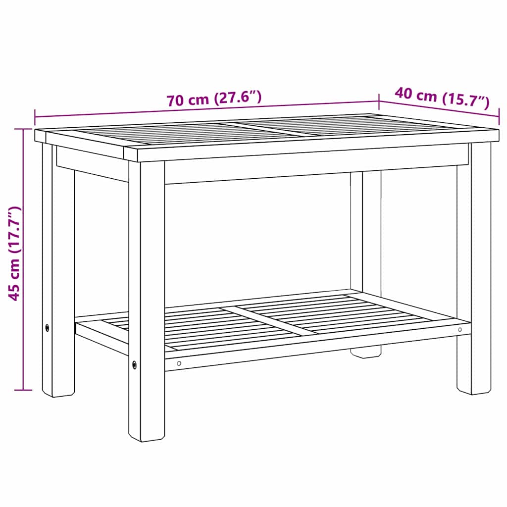 Couchtisch mit Speicher Braun 45 x 45 x 45 cm Massivholz Teak