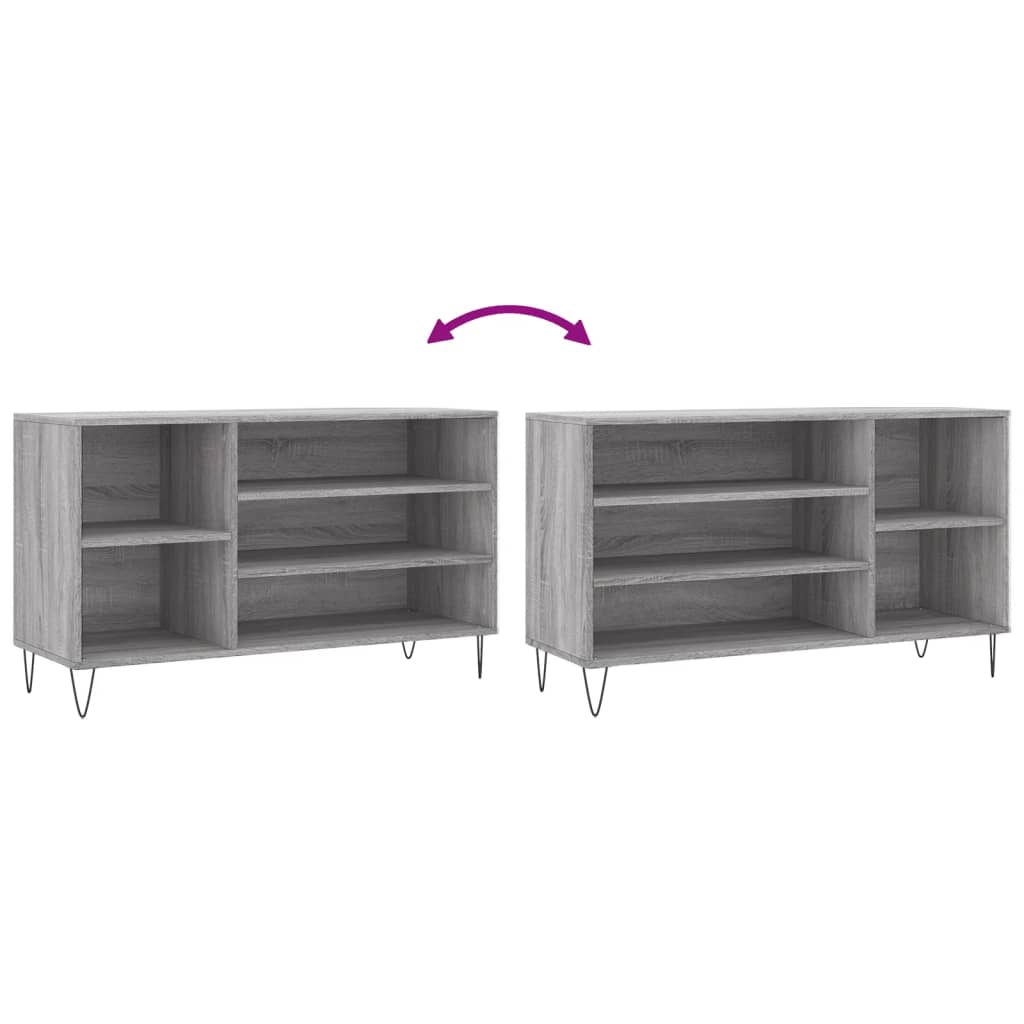 Schuhregal Betongrau 102x36x60 cm Holzwerkstoff