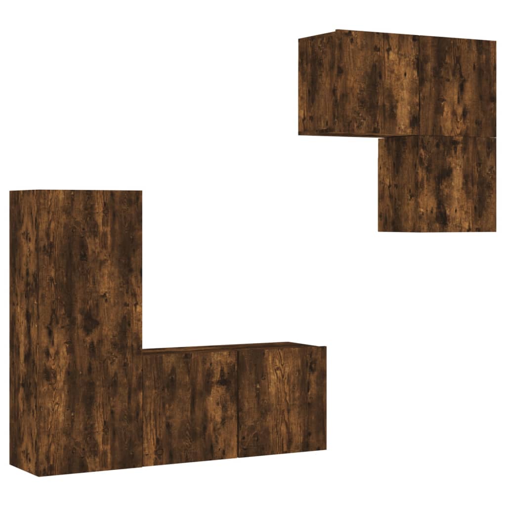 4-tlg. Wohnwand Weiß Holzwerkstoff