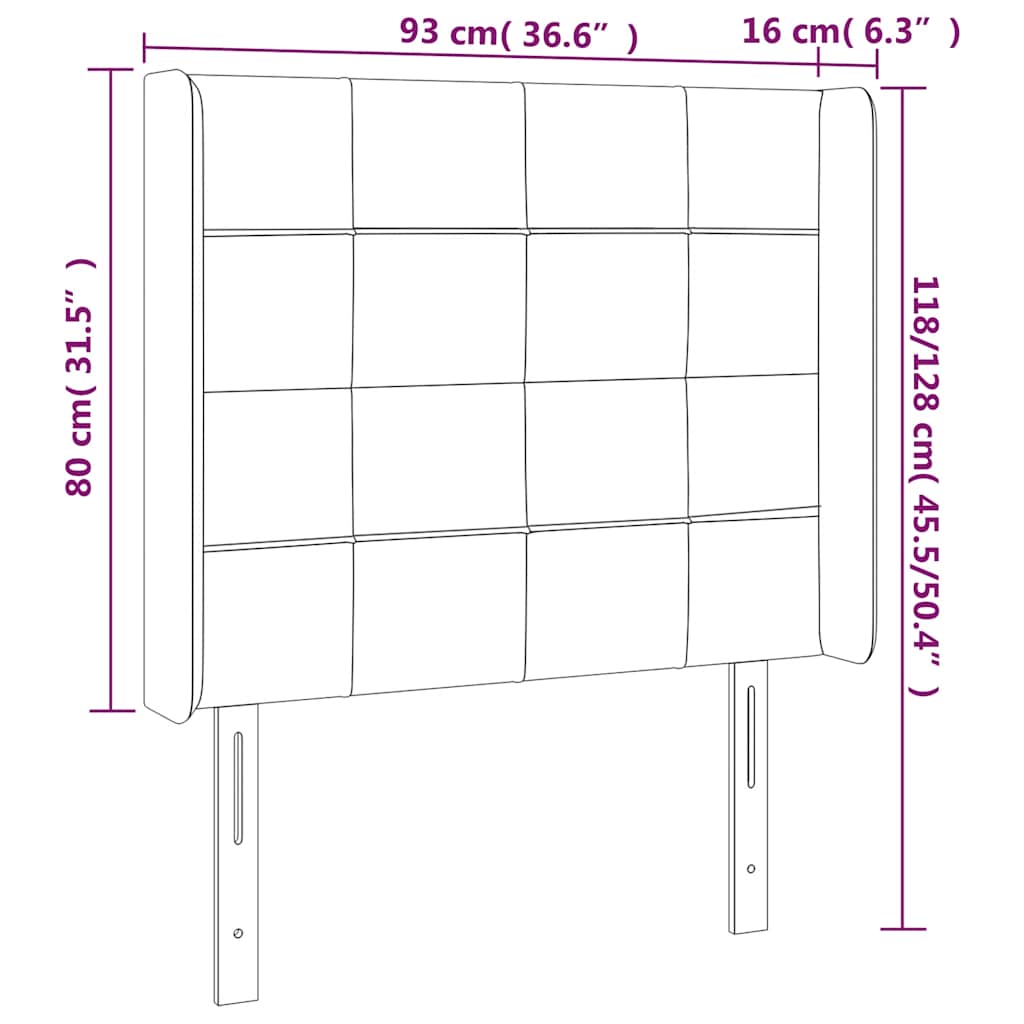Kopfteil mit Ohren Dunkelblau 93x16x78/88 cm Samt