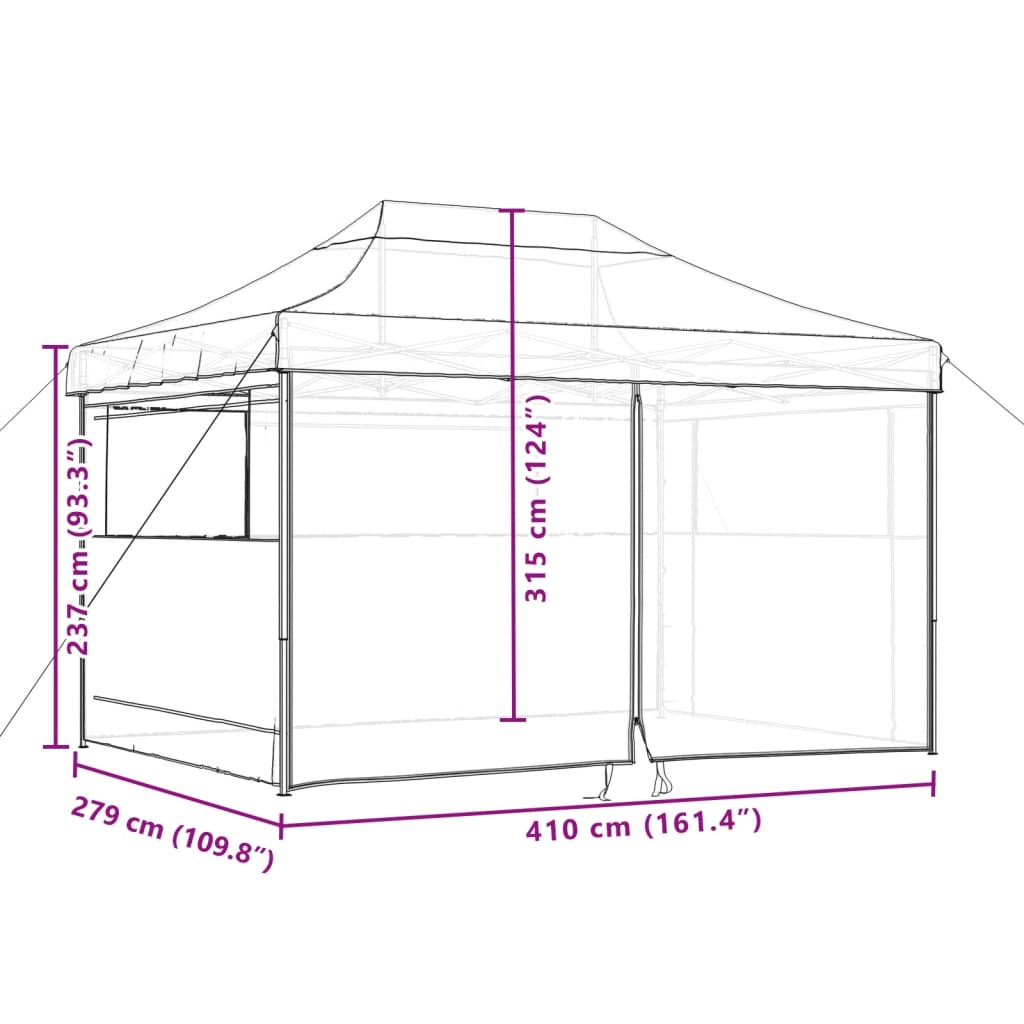 Partyzelt Faltbar Pop-Up Beige 410x279x315 cm