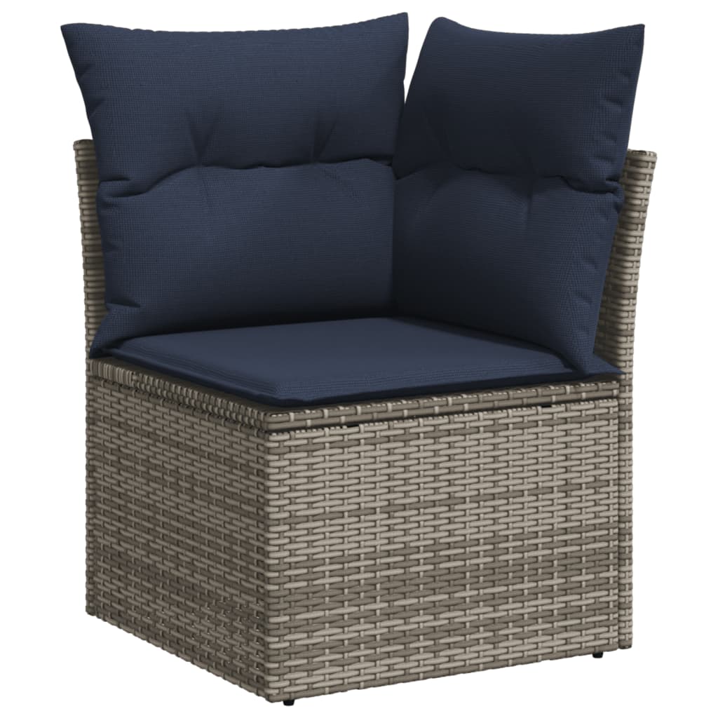5-teiliges Gartensofa-Set mit Kissen, schwarzes Polyrattan
