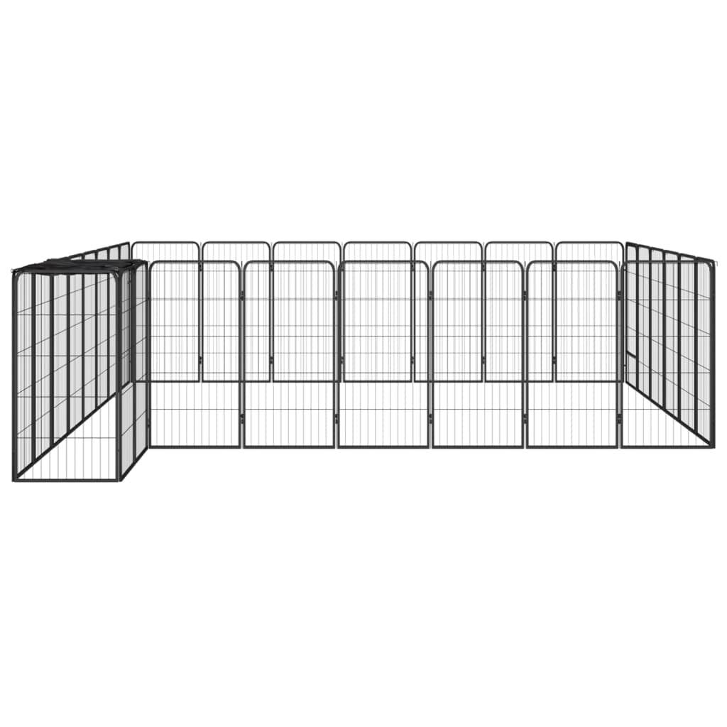 6-tlg. Hundelaufstall Schwarz 50x100cm Stahl Pulverbeschichtung