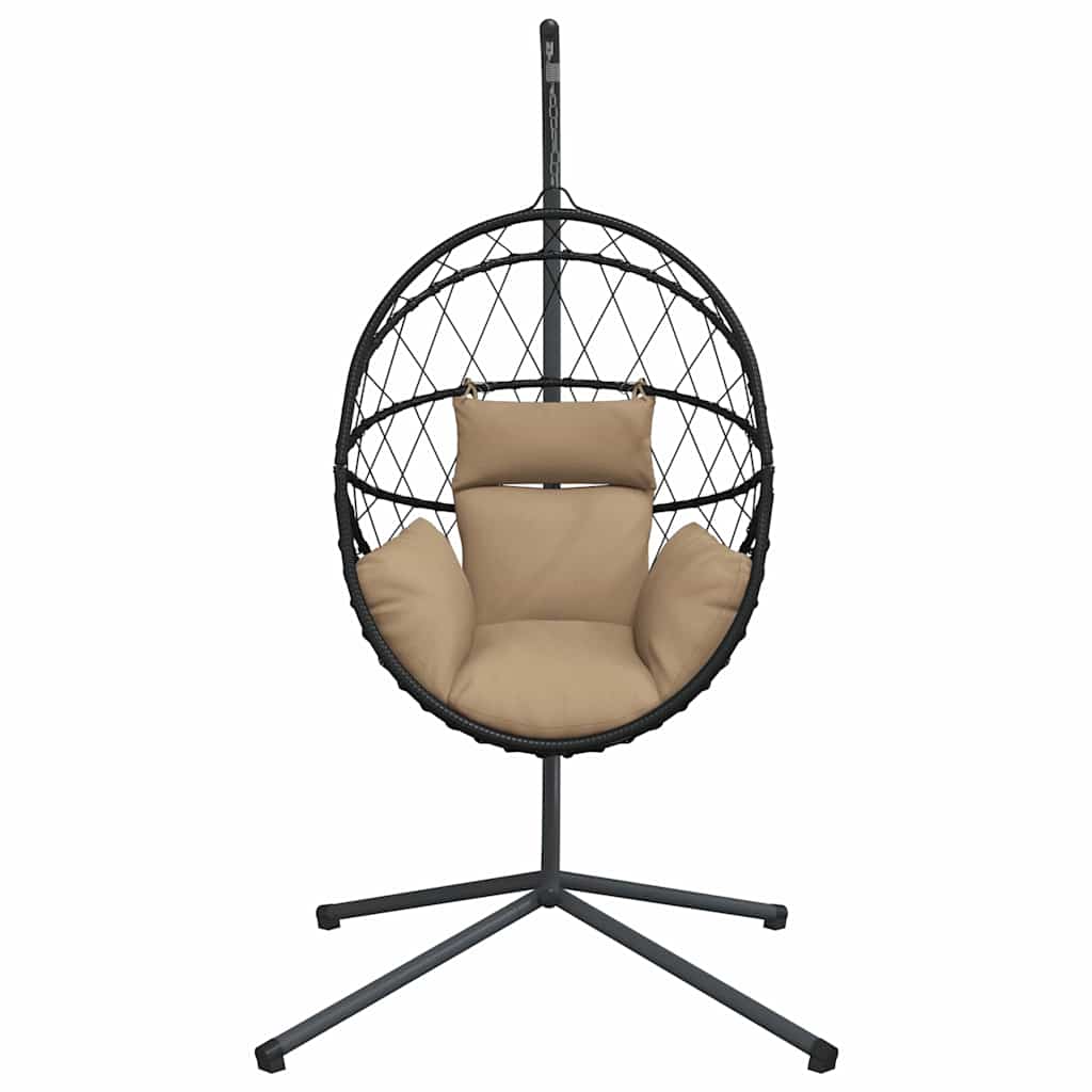 Hängesessel Ei-Design mit Ständer Anthrazit Rattan und Stahl