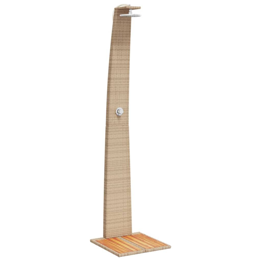 Gartendusche Schwarz 55x60x224 cm Poly Rattan und Akazienholz