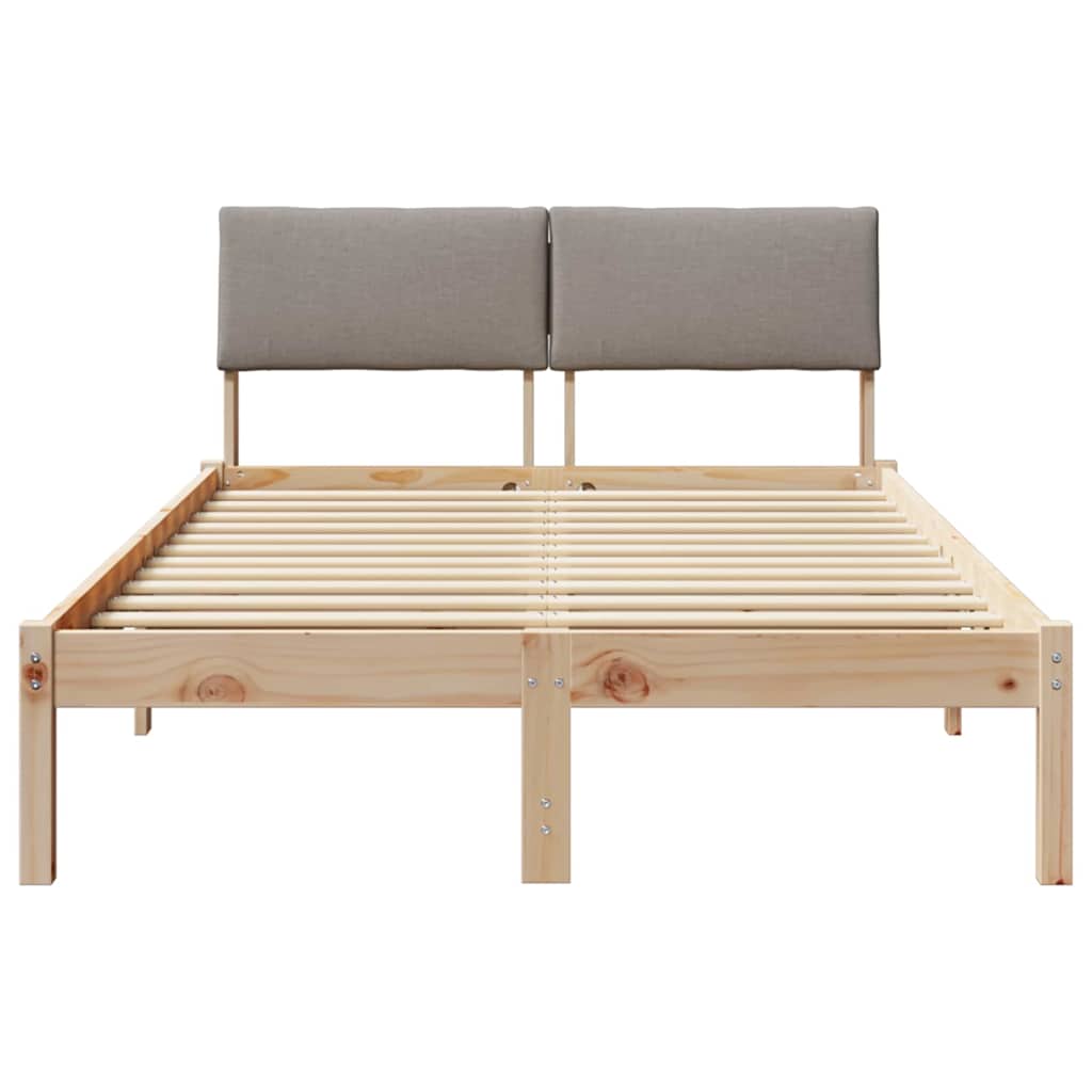 Bettgestell Braun und hellgrau 200 x 200 cm Massivholz Kiefer
