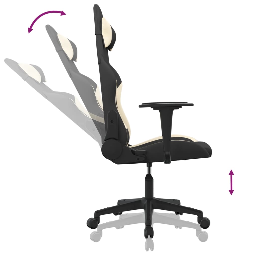 Gaming-Stuhl mit Massagefunktion Schwarz und Creme Stoff