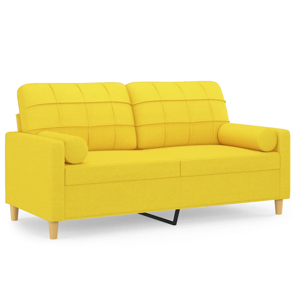 2-Sitzer-Sofa mit Zierkissen Braun 120 cm Stoff