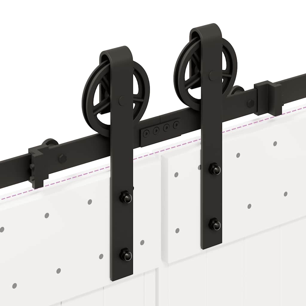 Schiebetürbeschlag-Set 366 cm Stahl Schwarz
