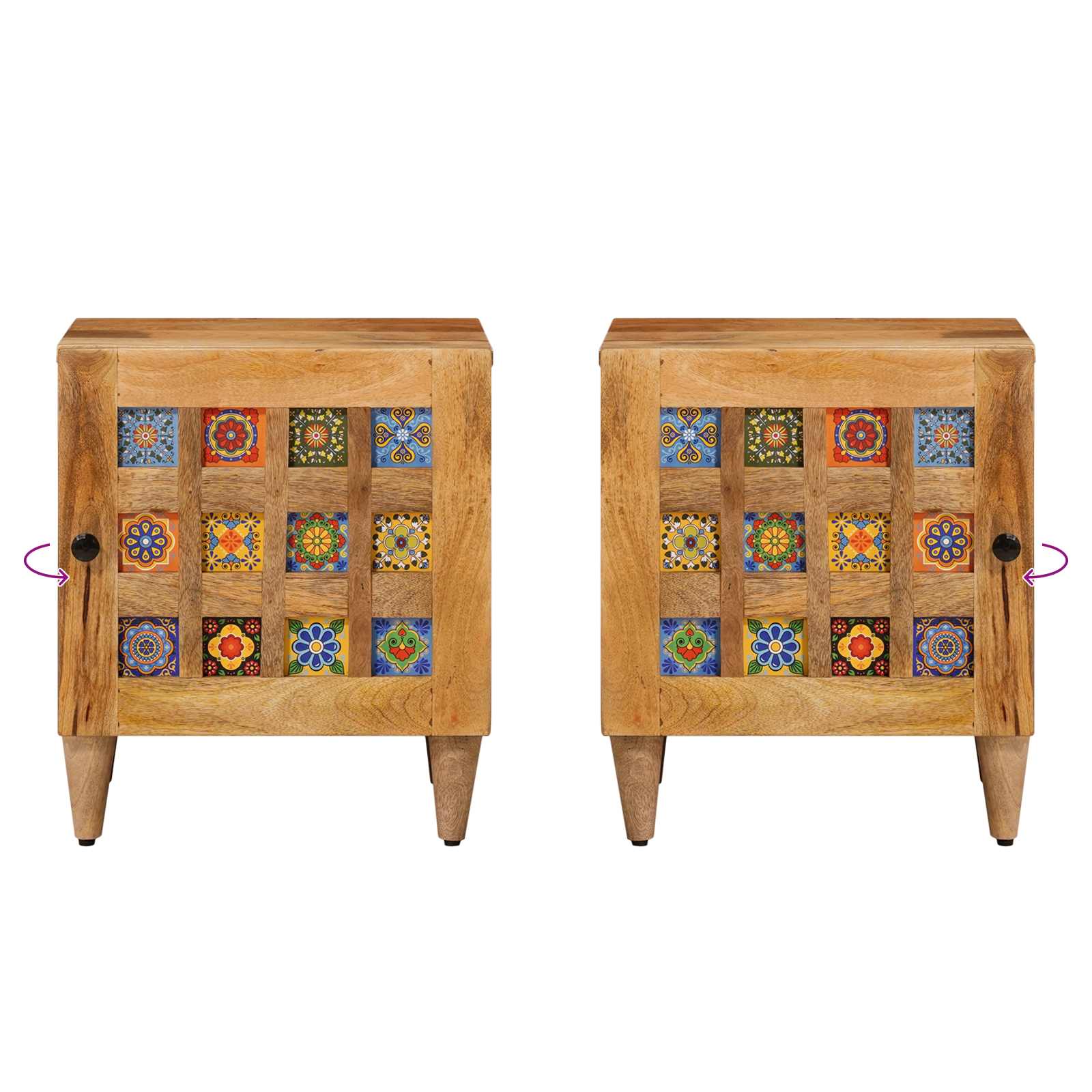 Nachttisch Braun 40 x 33 x 46 cm Massivholz Mango