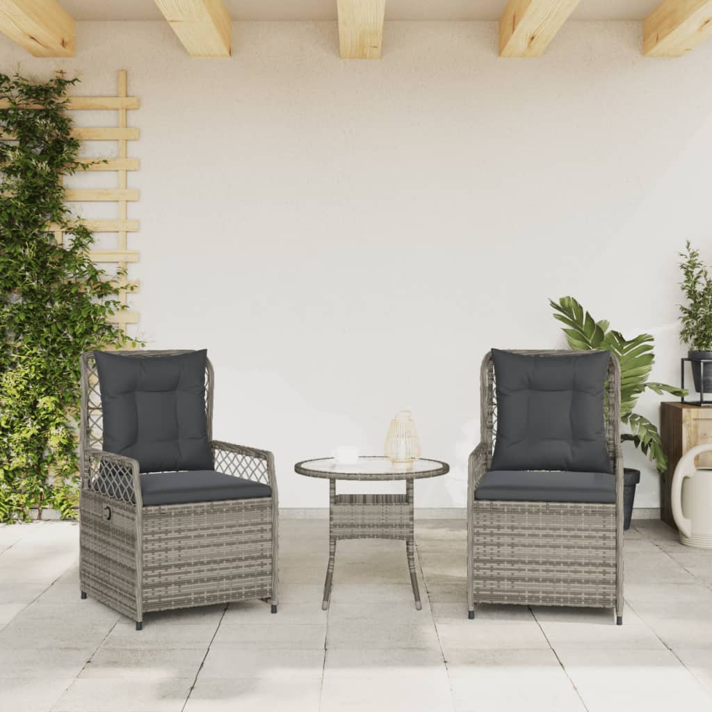 Gartensessel 2 Stk. Verstellbar Schwarz Poly Rattan