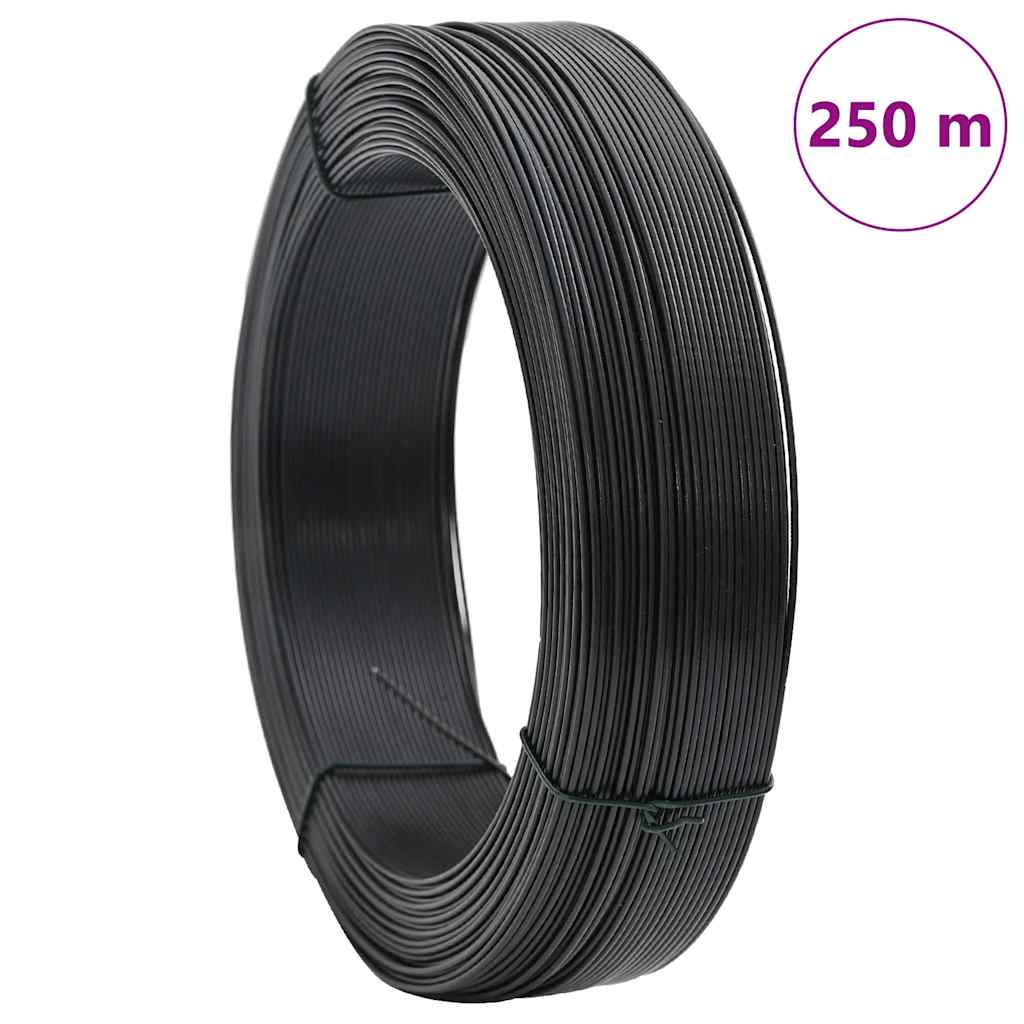 Zaun-Bindedraht 250 m 0,9/1,4 mm Stahl Schwarzgrün