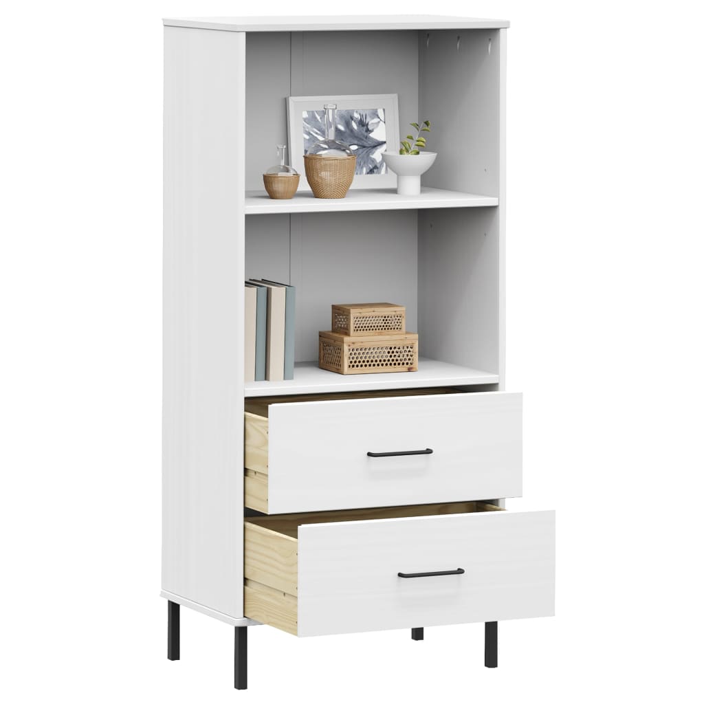 Bücherregal OSLO 2 Schubladen Braun 60x35x128,5 cm Massivholz