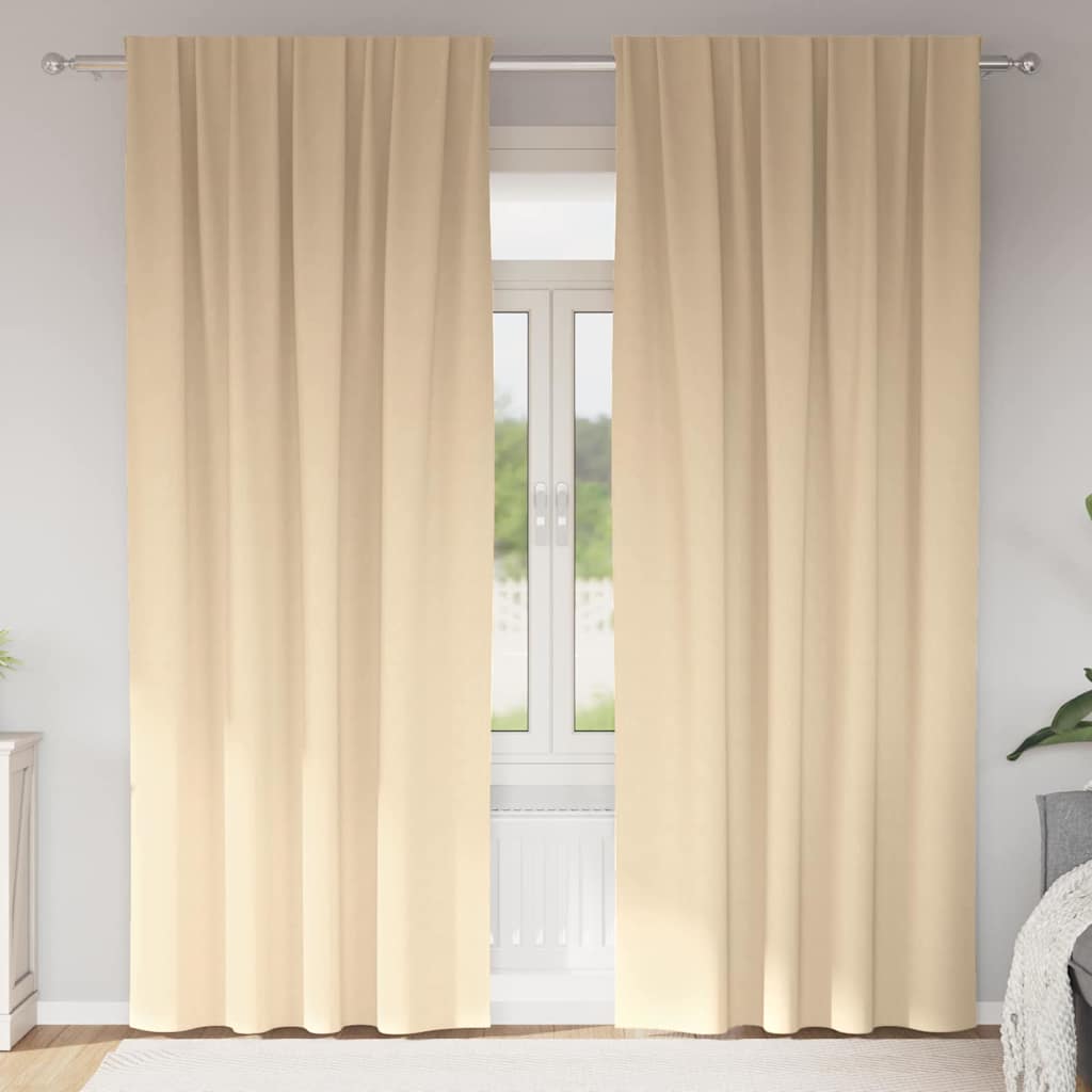 Verdunkelungs-Vorhänge mit Ringen 2 pcs Beige 140 x 140 cm