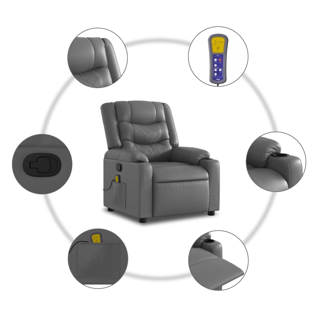 Massage-Relaxsessel, Kunstleder, Schwarz