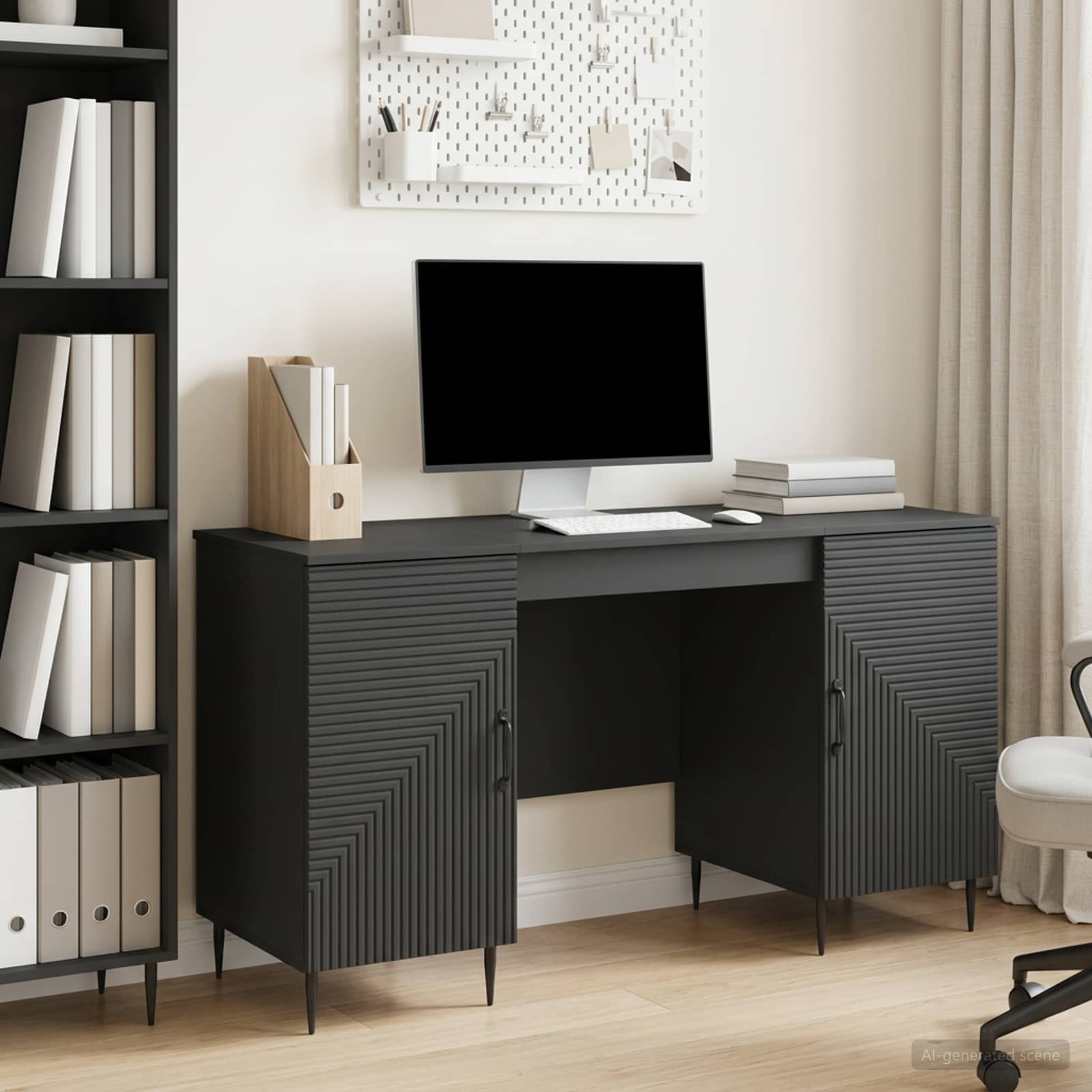 Schreibtisch mit Regal Schwarz 142,5 x 50 x 75 cm Holzwerkstoff