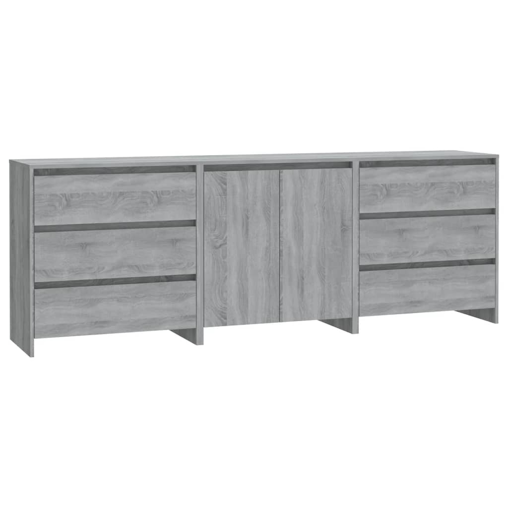 3-tlg. Sideboard Weiß Holzwerkstoff