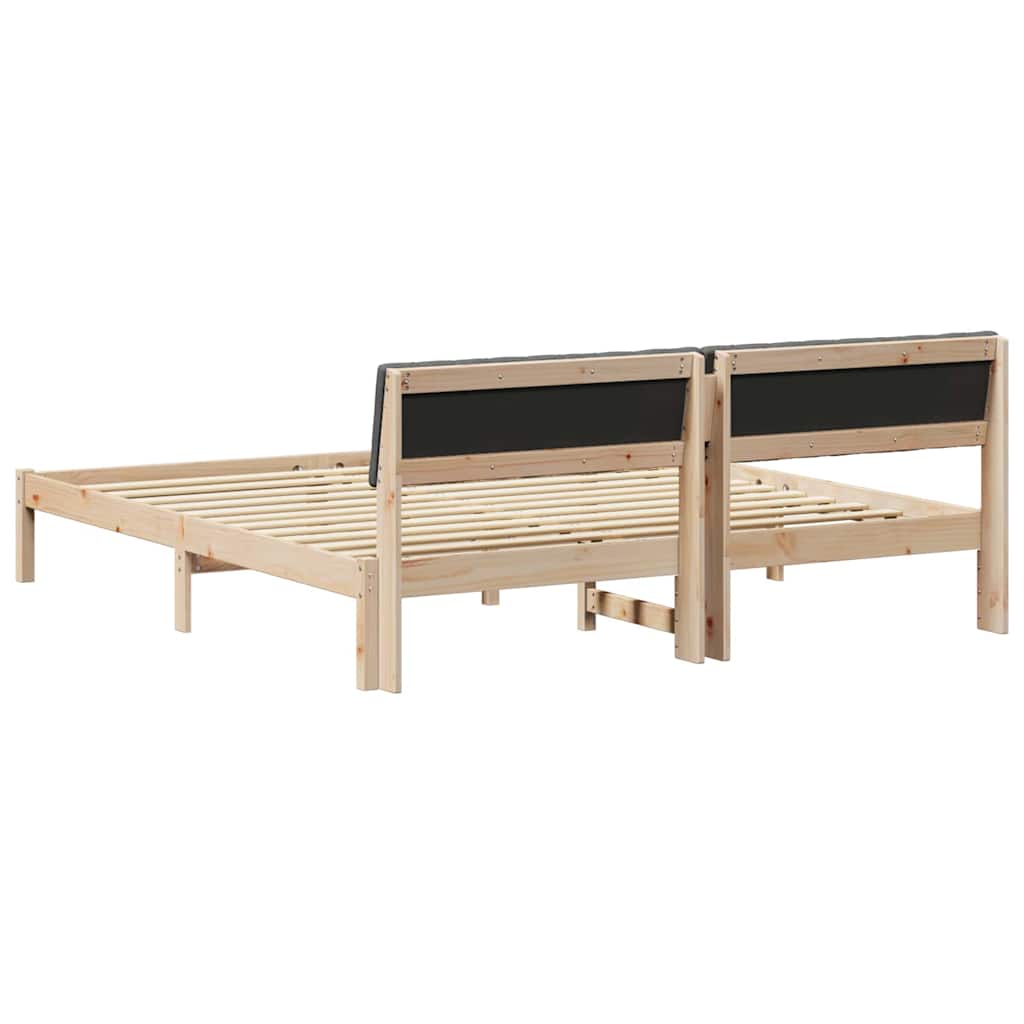 Bettgestell Braun und hellgrau 200 x 200 cm Massivholz Kiefer