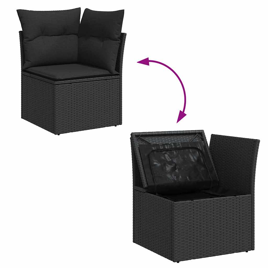 Garten Essgruppe mit Kissen 6 pcs Schwarz und Creme