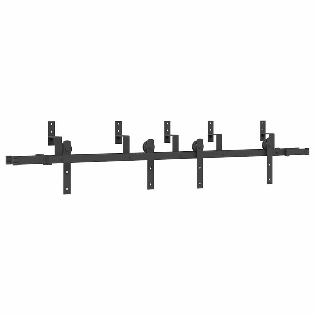 Schiebetürbeschlag-Set 183 cm Stahl Schwarz