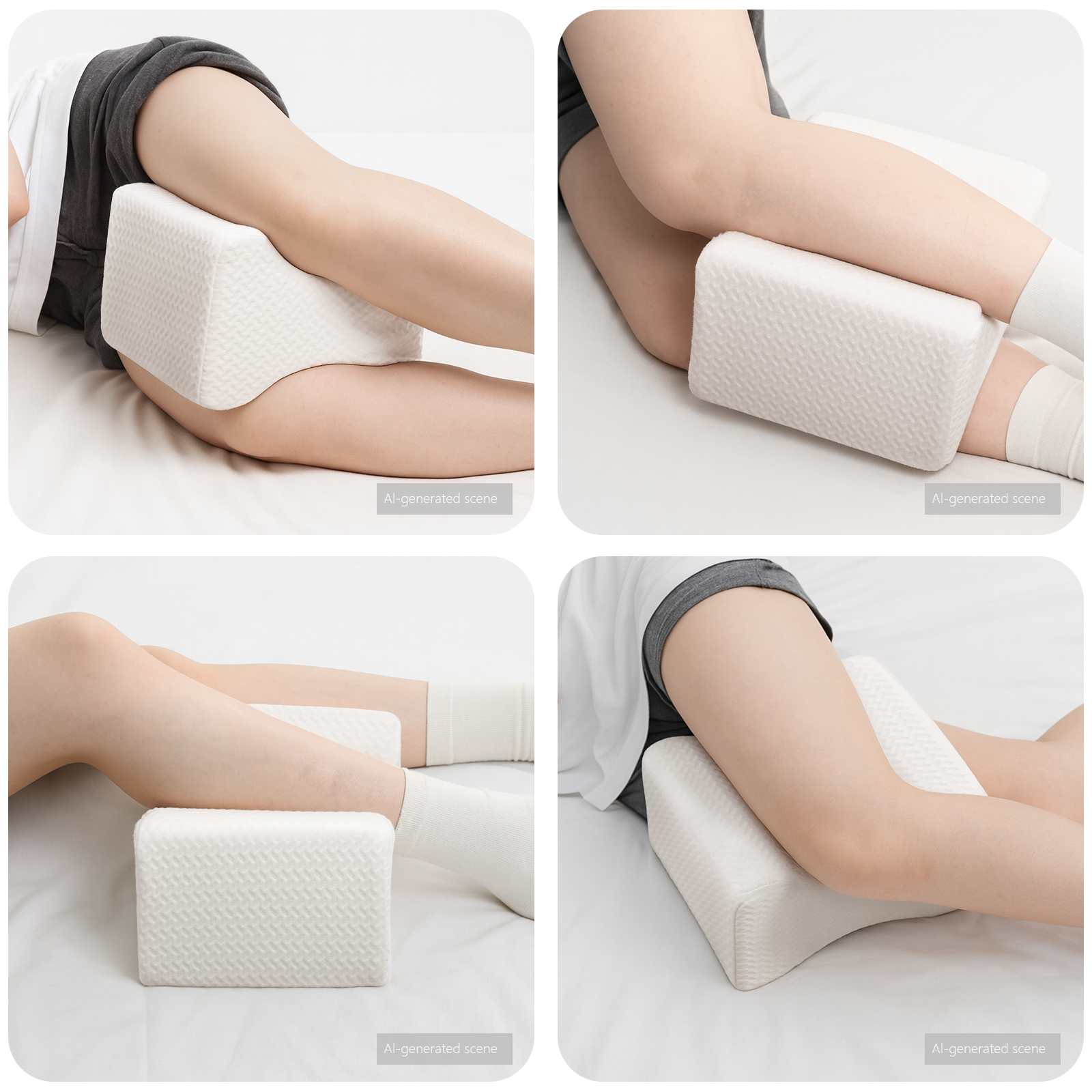 Knee Pillow Weiß Memory-Schaum und Polyester 26 x 21,5 x 15 cm