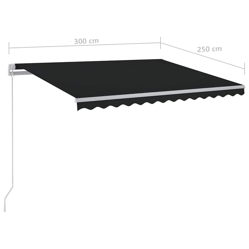 Markise Manuell Einziehbar mit LED 300x250 cm Blau und Weiß
