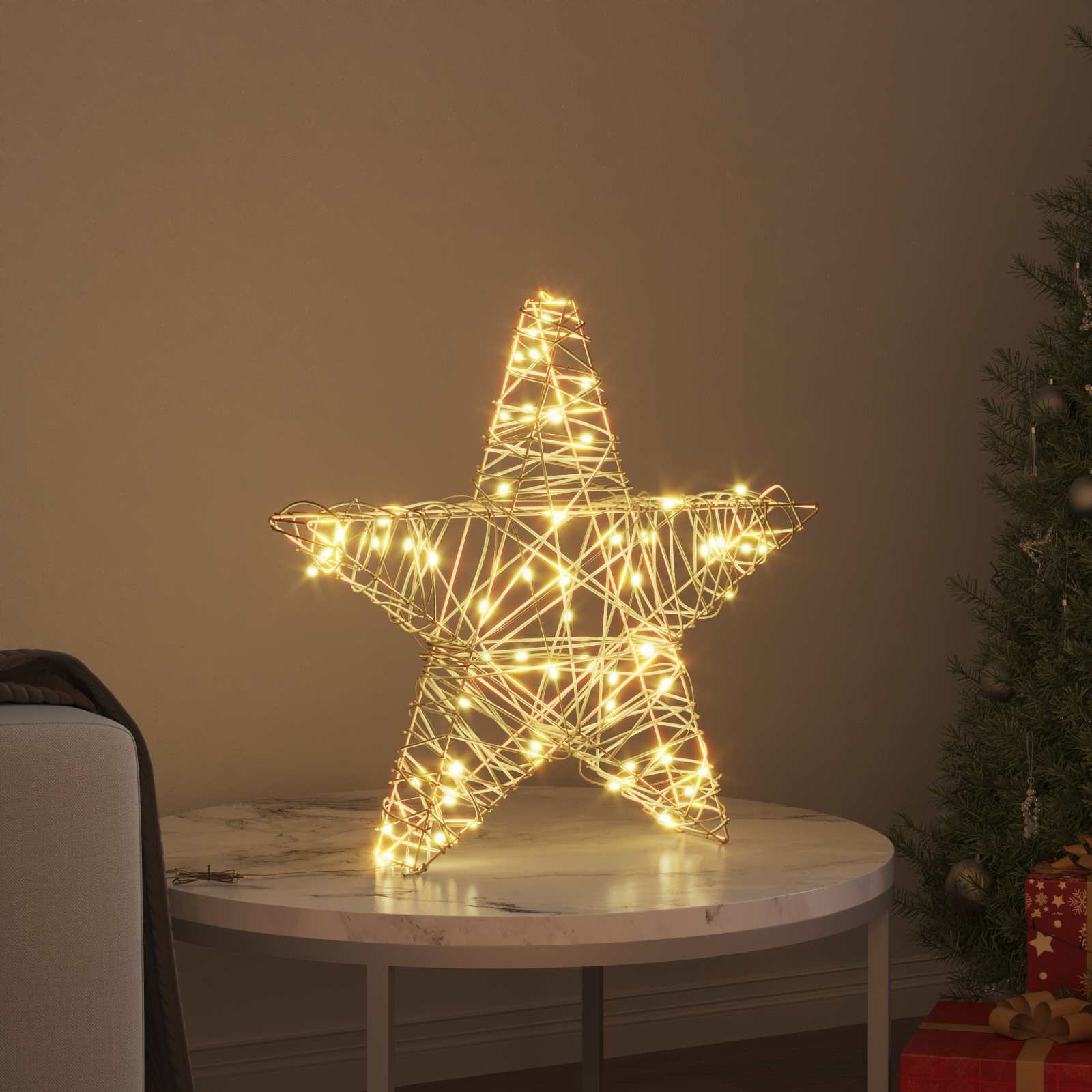 3D Stern mit 50 LEDs Warmweiß 55 x 52,5 x 9 cm PET