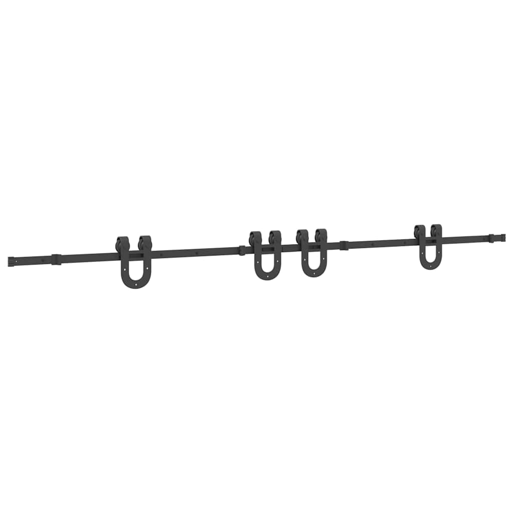 Schiebetürbeschlag-Set 366 cm Stahl Schwarz
