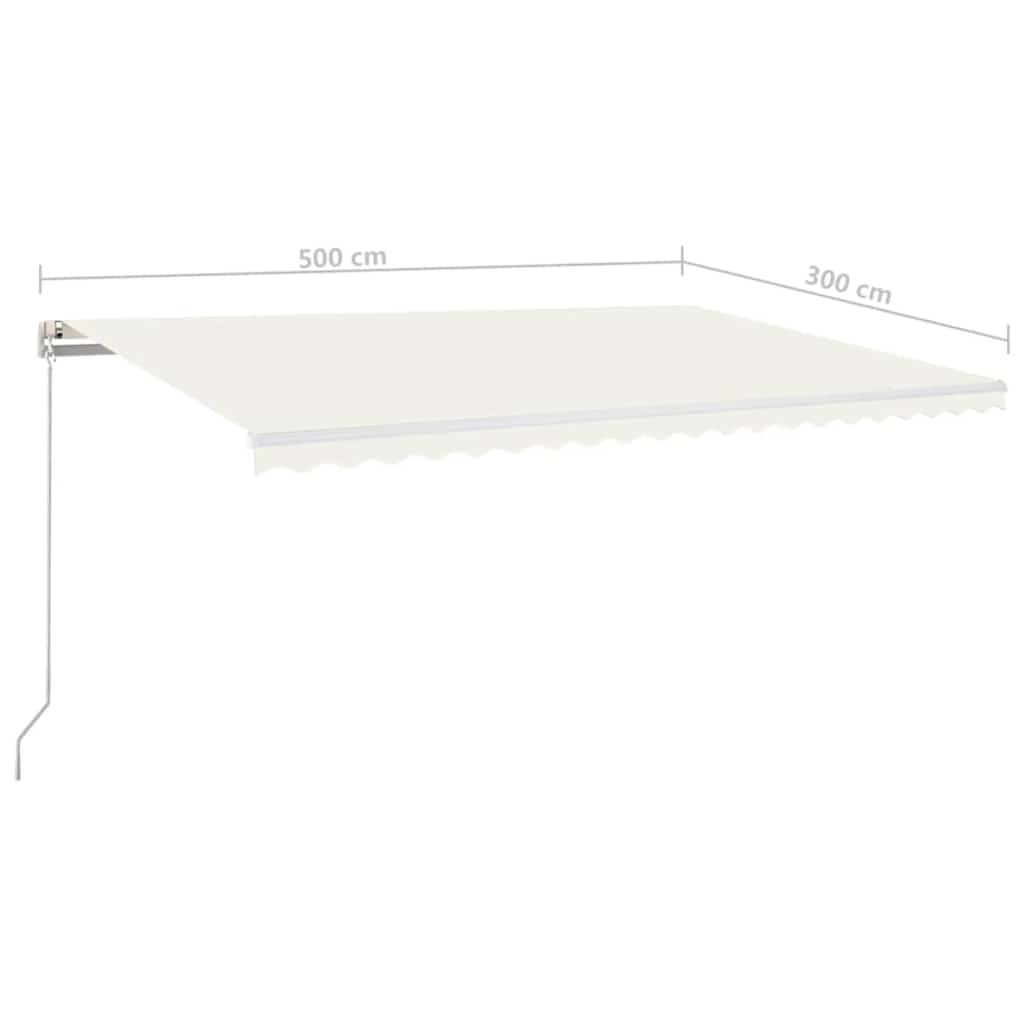 Markise Manuell Einziehbar mit LED 300x250 cm Blau und Weiß