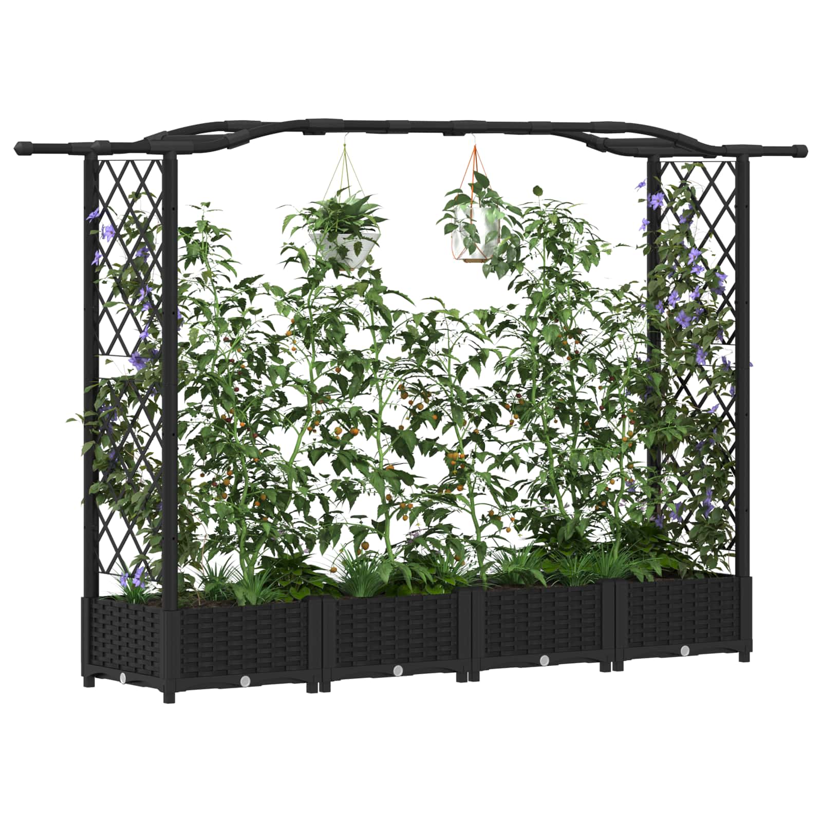 Hochbeet mit Rankgitter und Dach Braun 124 x 40 x 123 cm PP