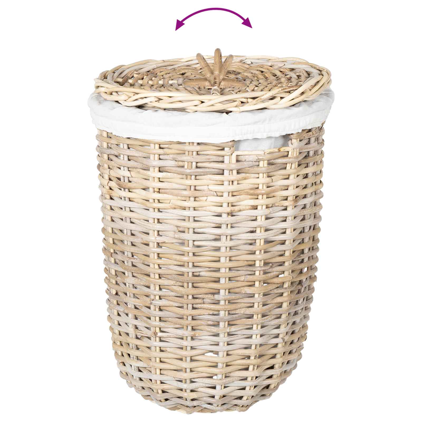 Wäschekorb mit Deckel 2 pcs Natürliches Grau Kubu Rattan
