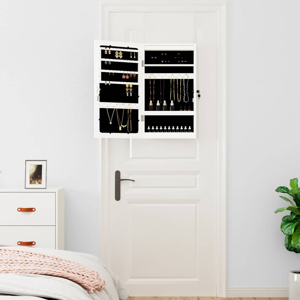 Spiegel-Schmuckschrank mit LED-Beleuchtung Wandmontage Weiß
