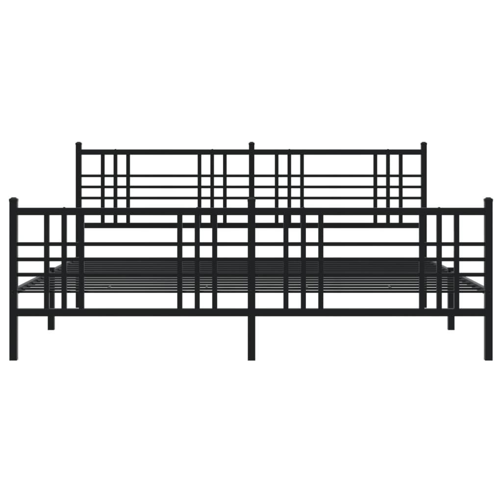 Bettgestell mit Kopf- und Fußteil Metall Schwarz 90x200 cm