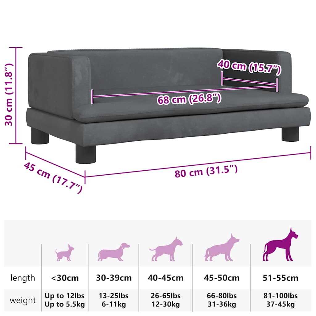 Hundebett Blau 80x45x30 cm Samt