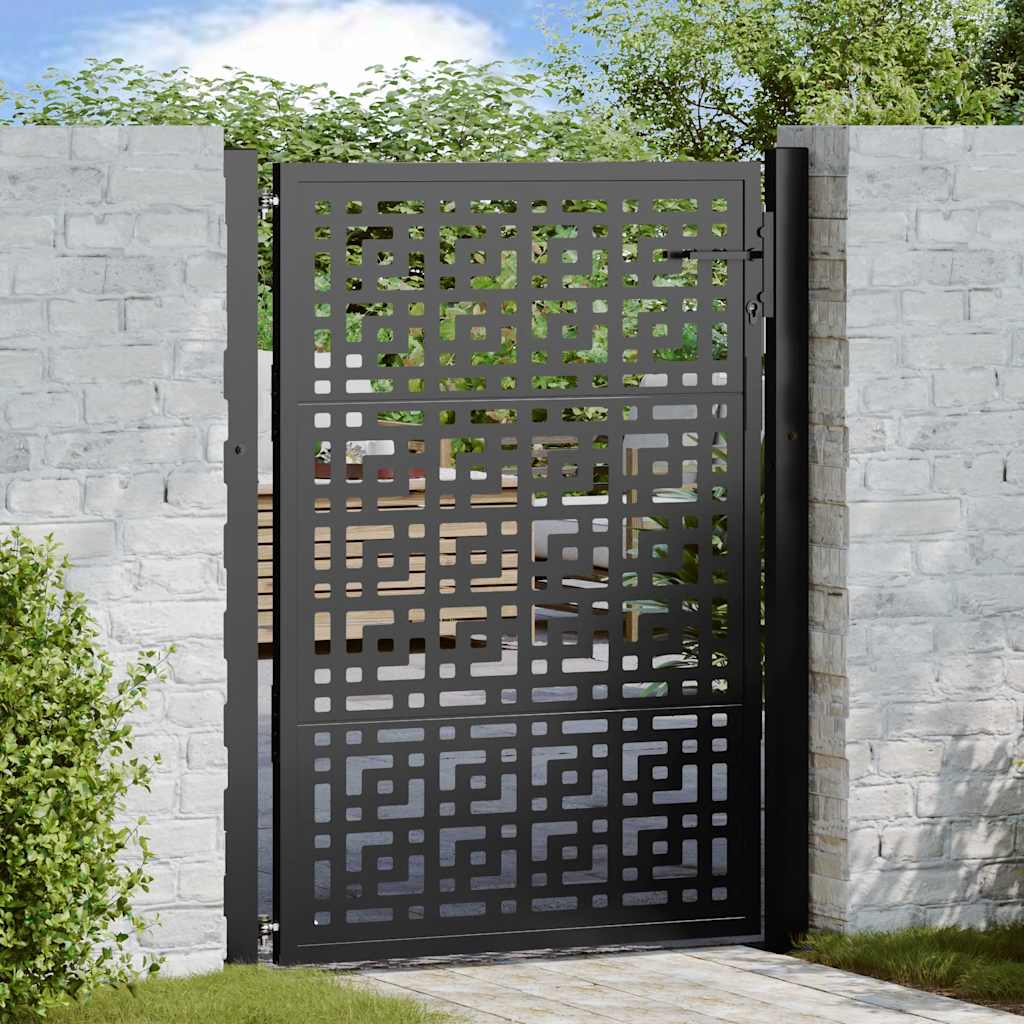 Gartentor Schwarz 100x100 cm Stahl Lichtdesign