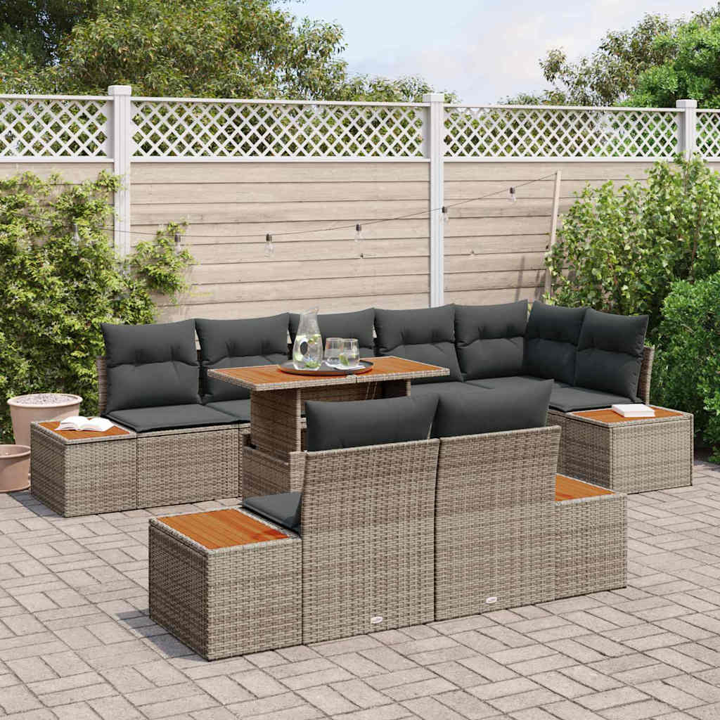 Garten Essgruppe mit Kissen 9 pcs Schwarz und Beige