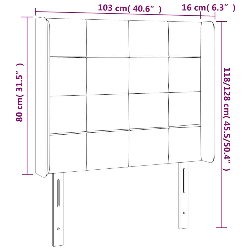 Kopfteil mit Ohren Dunkelblau 93x16x78/88 cm Samt