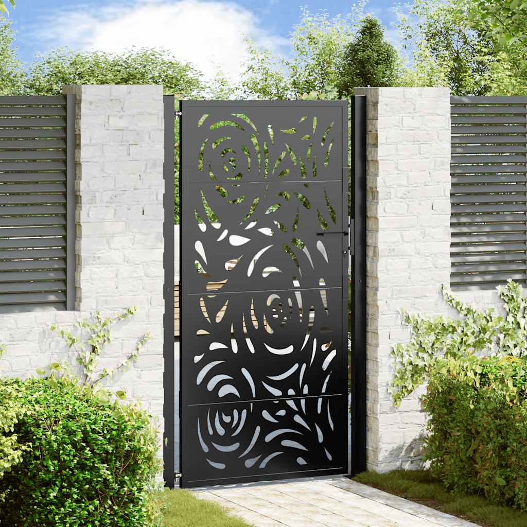 Gartentor Schwarz 100x100 cm Stahl Lichtdesign